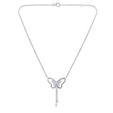 Certified 14K Gold 0.3ct Natural Diamond F-VS Designer Butterfly Lariat White Necklace