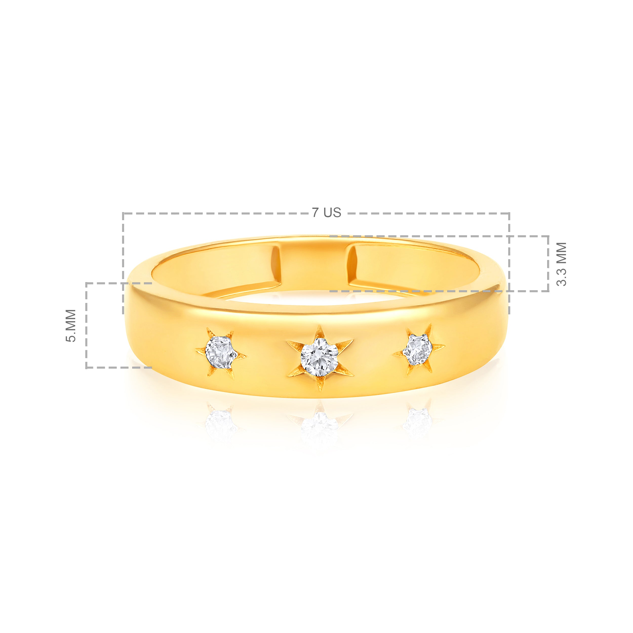 14K Gold 0.1ct Natural Diamond Star Bezel Band Ring
