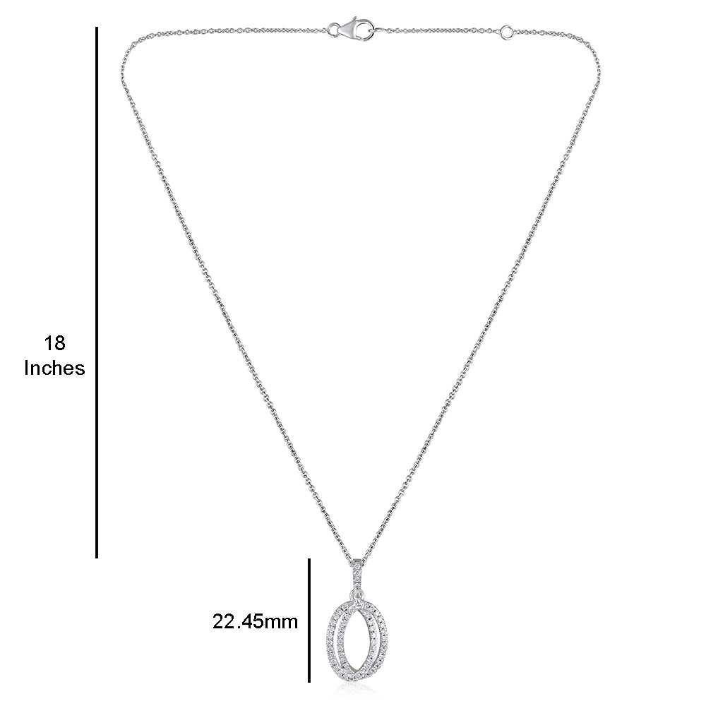 Certified 14K Gold 0.3ct Natural Diamond F-VS Designer 2 Oval White Pendant White Necklace