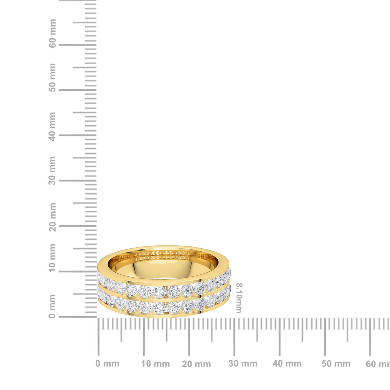 Certified 14K Gold 1.2ct Natural Diamond Band Double Row Half Eternity  Ring
