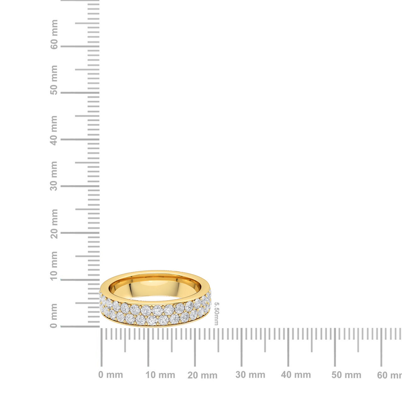Certified 14K Gold 2.1ct Natural Diamond Full Eternity Multi Row Wedding Band   Ring