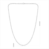 Certified 14K Gold 1.7ct Natural Diamond G-VS 3mm Bezel Chain Tennis By Yard Rope White Necklace