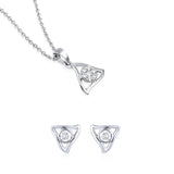 Certified 14K Gold 0.2ct Natural Diamond F-VVS Triangle White Necklace Earrings Set
