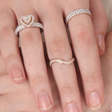 Certified 18K Gold 1.2ct Natural Diamond E-VVS 3 Pear Stone Heart Wedding Rose Ring
