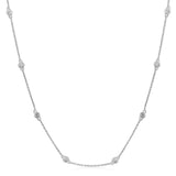 Certified 14K Gold 0.5ct Natural Diamond F-SI 3.1mm Bezel Chain By Yard Station White Necklace