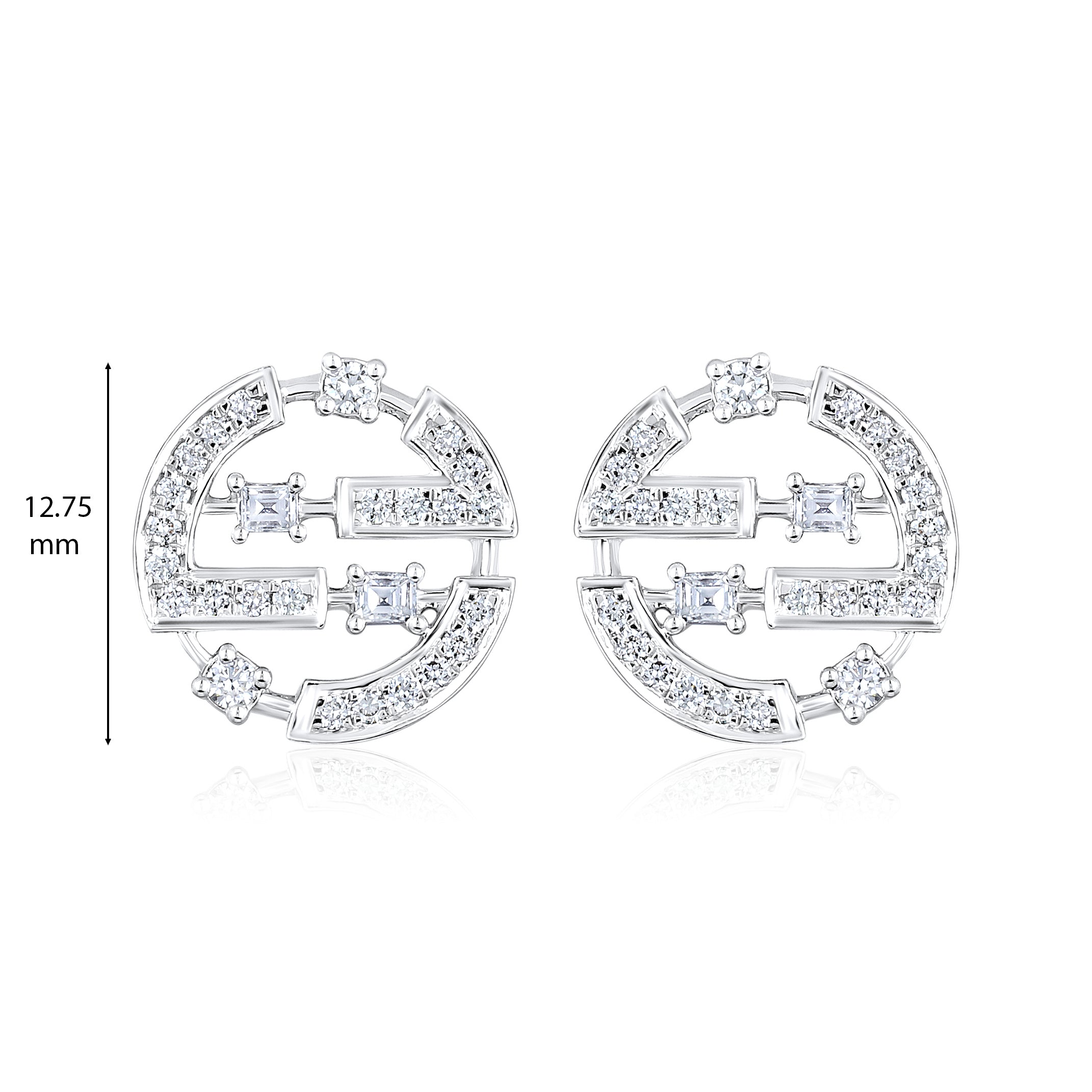 Certified 14K Gold 1.2ct Natural Diamond Baguette VVS Circle White Necklace Earring Set