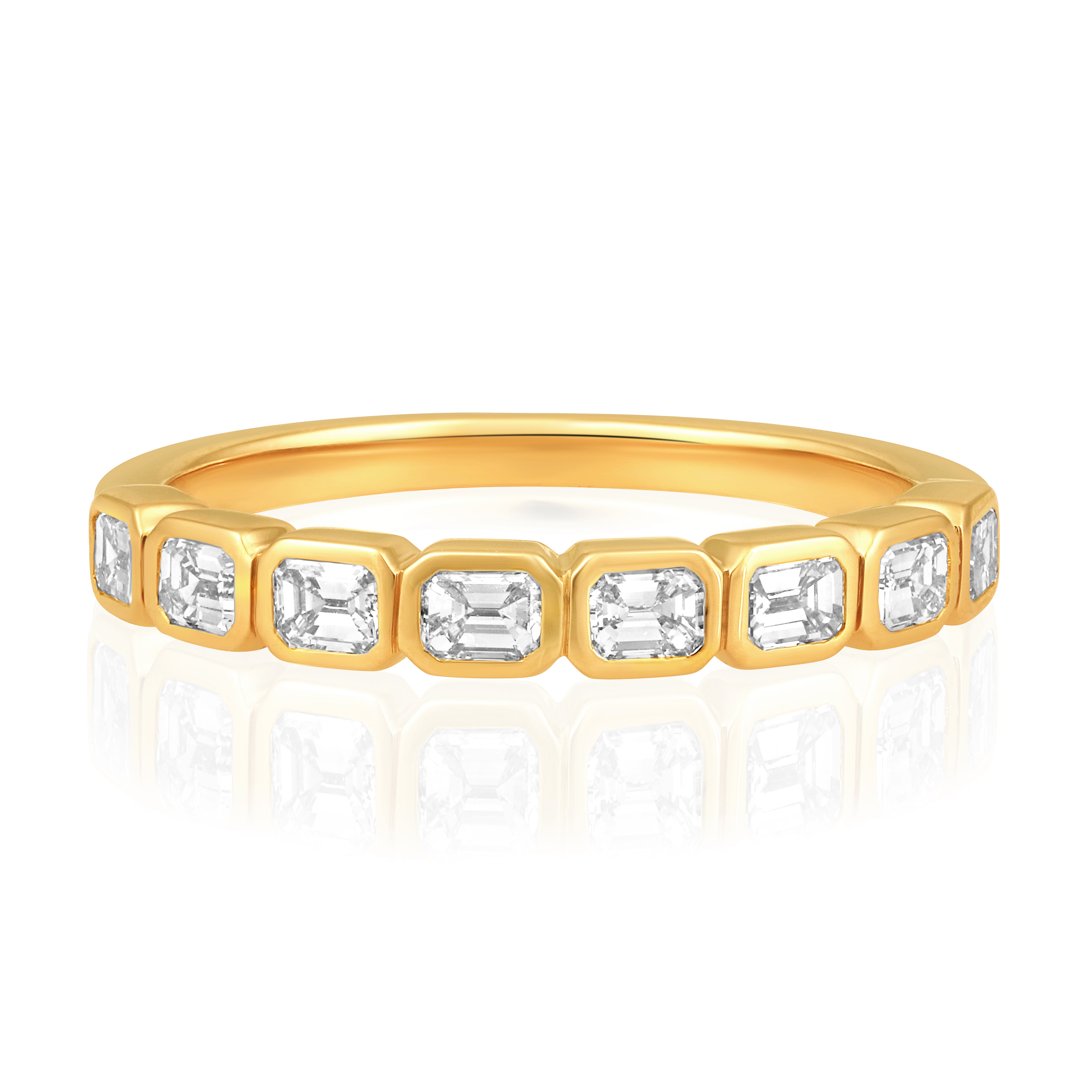 14K Gold 0.75ct Natural Diamond H-VS Emerald Stack Eternity Band Ring