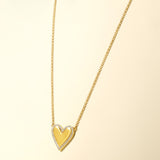 14K Gold 0.1ct Natural Diamond E-I1 13.2mm Heart Shape Charm Love Necklace