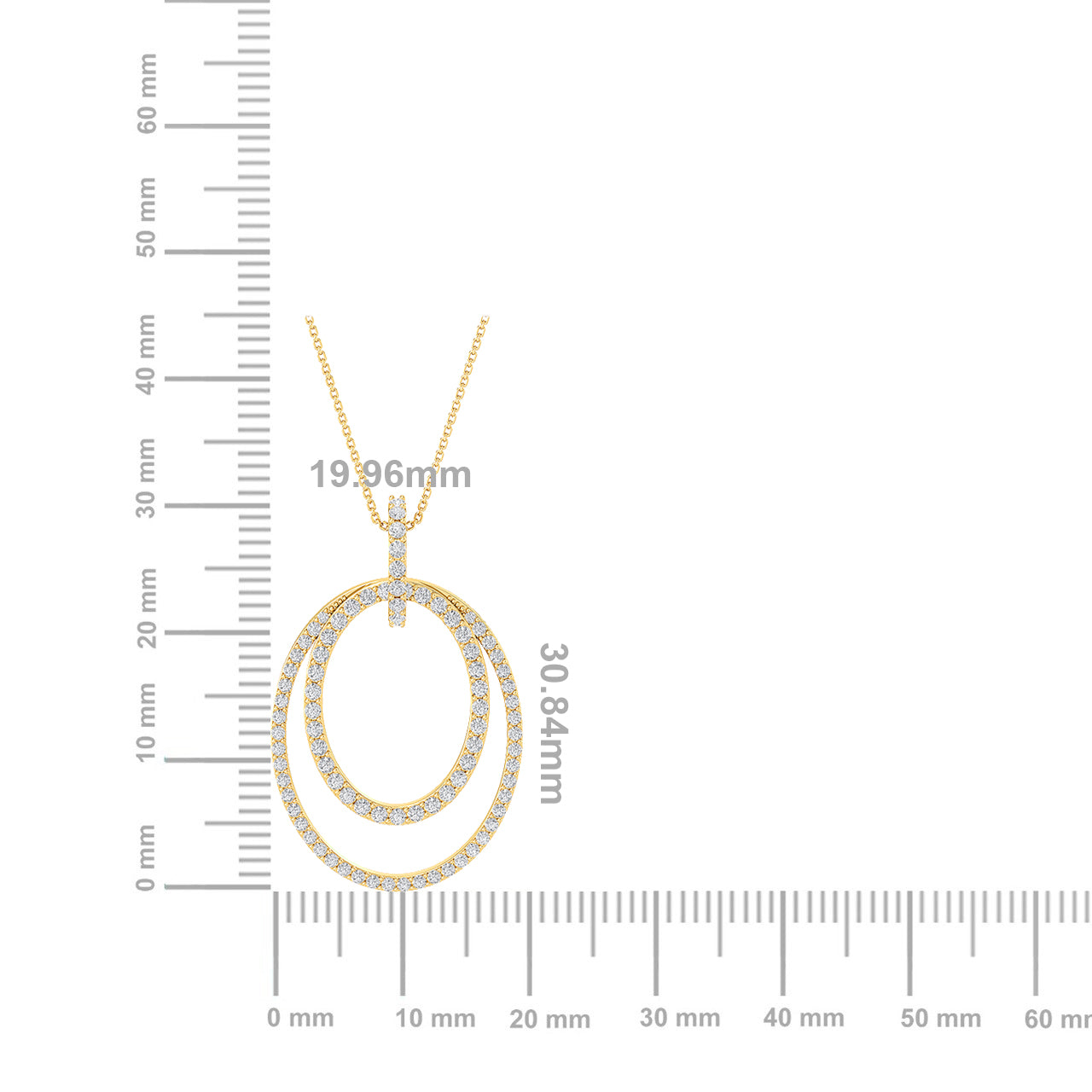 Certified 14K Gold 0.6ct Natural Diamond F-VS Designer 2 Oval Yellow Pendant Yellow Necklace