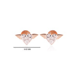 Certified 14K Gold 0.2ct Natural Diamond F-VVS Flying Wing Heart Rose Necklace Earrings Set