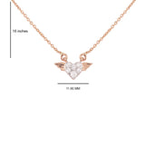 Certified 14K Gold 0.2ct Natural Diamond F-VVS Flying Wing Heart Rose Necklace Earrings Set