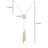 Certified 18K Gold Natural Diamond F-VVS Geometric Square Ball Y Drop Yellow Necklace