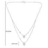 Certified 14K Gold 1.3ct Natural Diamond Pear Designer 2 Chain Layer White Necklace
