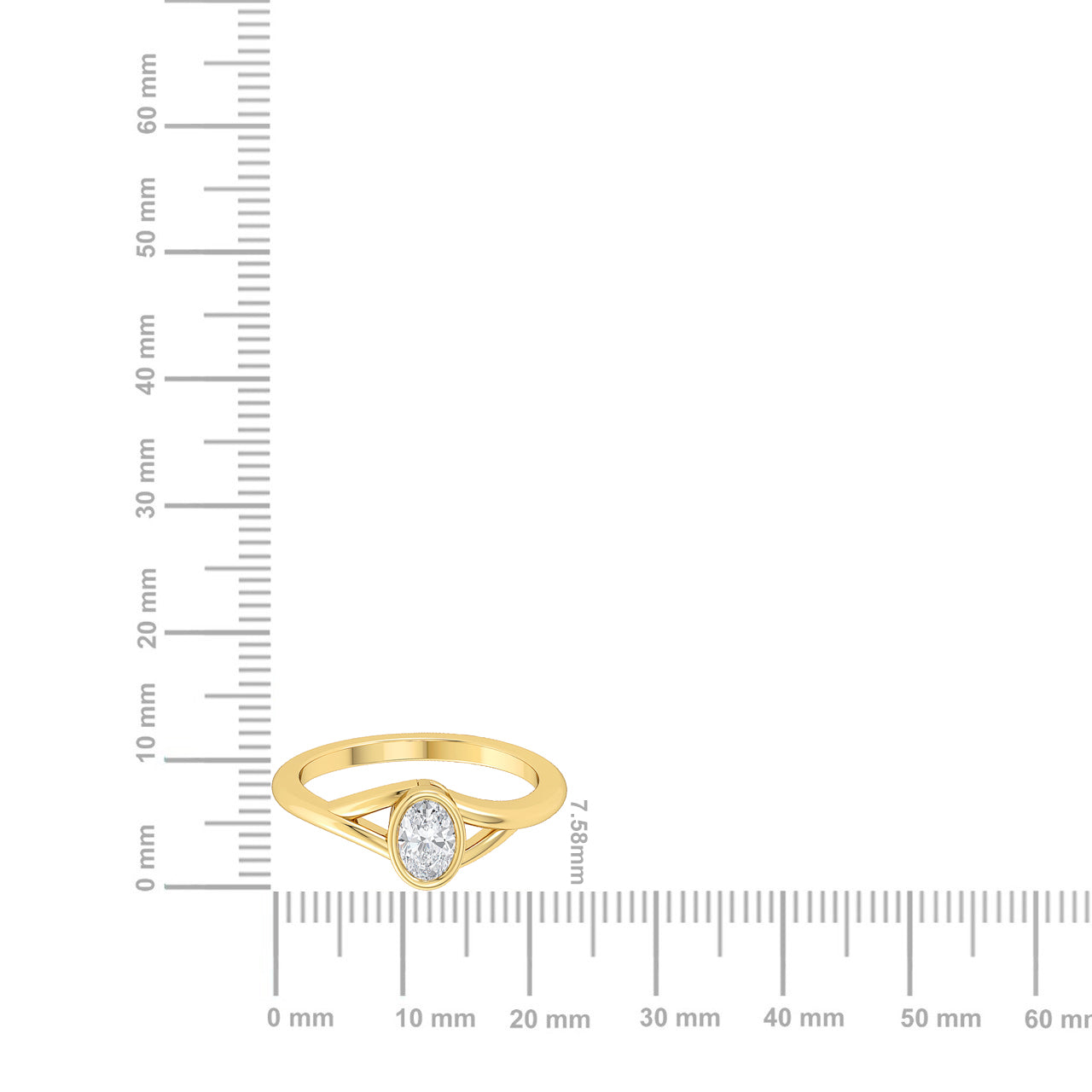 Certified 14K Gold 0.6ct Natural Diamond Oval Solitaire Bezel Stackable  Ring