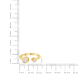 Certified 14K Gold 0.6ct Natural Diamond Open Two Stone Adjustable Double Bezel Ring