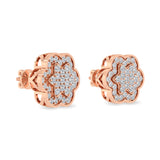 Certified 14K Gold  0.5ct Natural Diamond Diamond Cluster Flower  Earrings