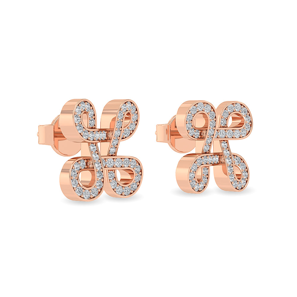 Certified 14K Gold  0ct Natural Diamond Love Knot Carolina Herrera-Inspired Earrings