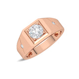 Certified 14K Gold 0.9ct Natural Diamond Wedding Band Squared Circle Ring