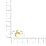 Certified 14K Gold  0.1ct Natural Diamond Moon Charm Celestial Crescent Ring