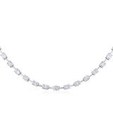 14K Gold 3.7ct Natural Diamond I-VS Oval Graduated Tennis By-Yard Link Necklace