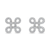 Certified 14K Gold 0.4ct Natural Diamond Designer Hash Charm Stud White Earrings