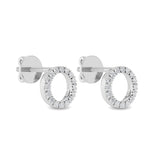 Certified 14K Gold  0.1ct Natural Diamond Mini Round Halo Circle Stud  Earrings