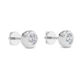 Certified 14K Gold 1ct Natural Diamond Solitaire Bezel Stud  Earrings