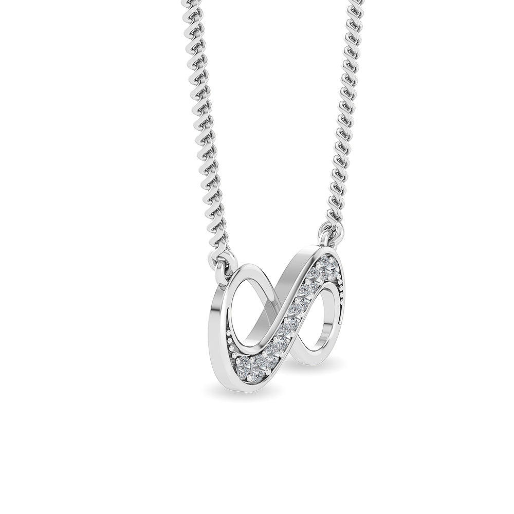 Certified 14K Gold Natural Diamond Designer Infinity White Pendant White Necklace