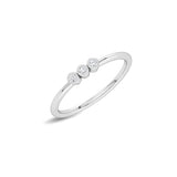 Certified 14K Gold 0.06ct Natural Diamond Three Stone Bezel Promise Ring