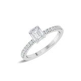 Certified 14K Gold 0.75ct Natural Diamond Emerald Cut Engagement Stackable  Ring