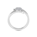 Certified 14K Gold Natural Diamond Designer Spinning Heart Crisscross White Ring