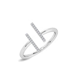 Certified 14K Gold Natural Diamond H-VS Designer Delicate 2 Line Thin White Ring