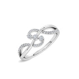 Certified 14K Gold 0.3ct Natural Diamond E-I1 Designer Curved Twist White Ring
