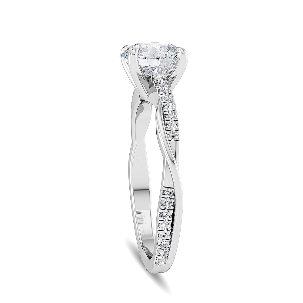 Certified 14K Gold 1.34ct Natural Diamond Twisted Stackable Bypass Solitaire  Ring