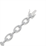 Certified 2.3ct Natural Diamond F-VS 14K Gold Designer Wedding Oval Link White Bracelet