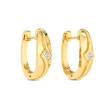 Certified 14K Gold 0.1ct Natural Diamond Huggie Hoop Wide  Earrings