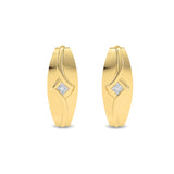 Certified 14K Gold 0.1ct Natural Diamond Huggie Hoop Wide  Earrings