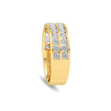 Certified 14K Gold 1.2ct Natural Diamond Band Double Row Half Eternity  Ring