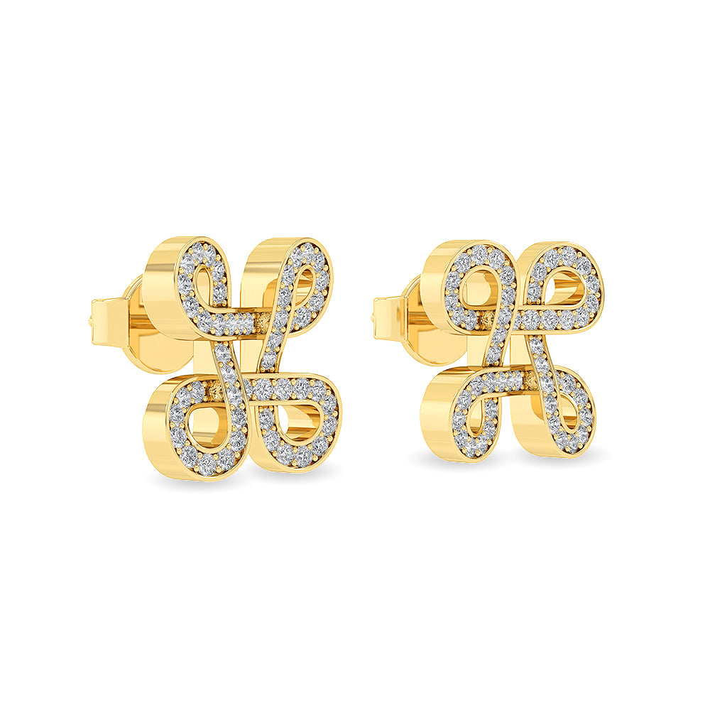 Certified 14K Gold  0ct Natural Diamond Love Knot Carolina Herrera-Inspired Earrings