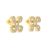 Certified 14K Gold 0.4ct Natural Diamond Designer Hash Charm Stud Yellow Earrings