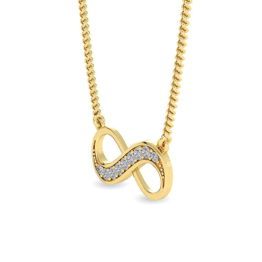 Certified 14K Gold Natural Diamond Designer Infinity Yellow Pendant Yellow Necklace