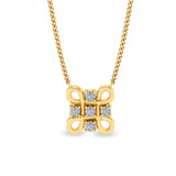 Certified 14K Gold Natural Diamond Designer Hash Plus H Yellow Pendant Yellow Necklace