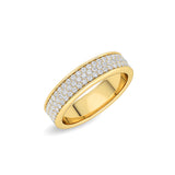 Certified 14K Gold 1.1ct Natural Diamond  Wedding Band Micro Stackable 3 Row  Ring