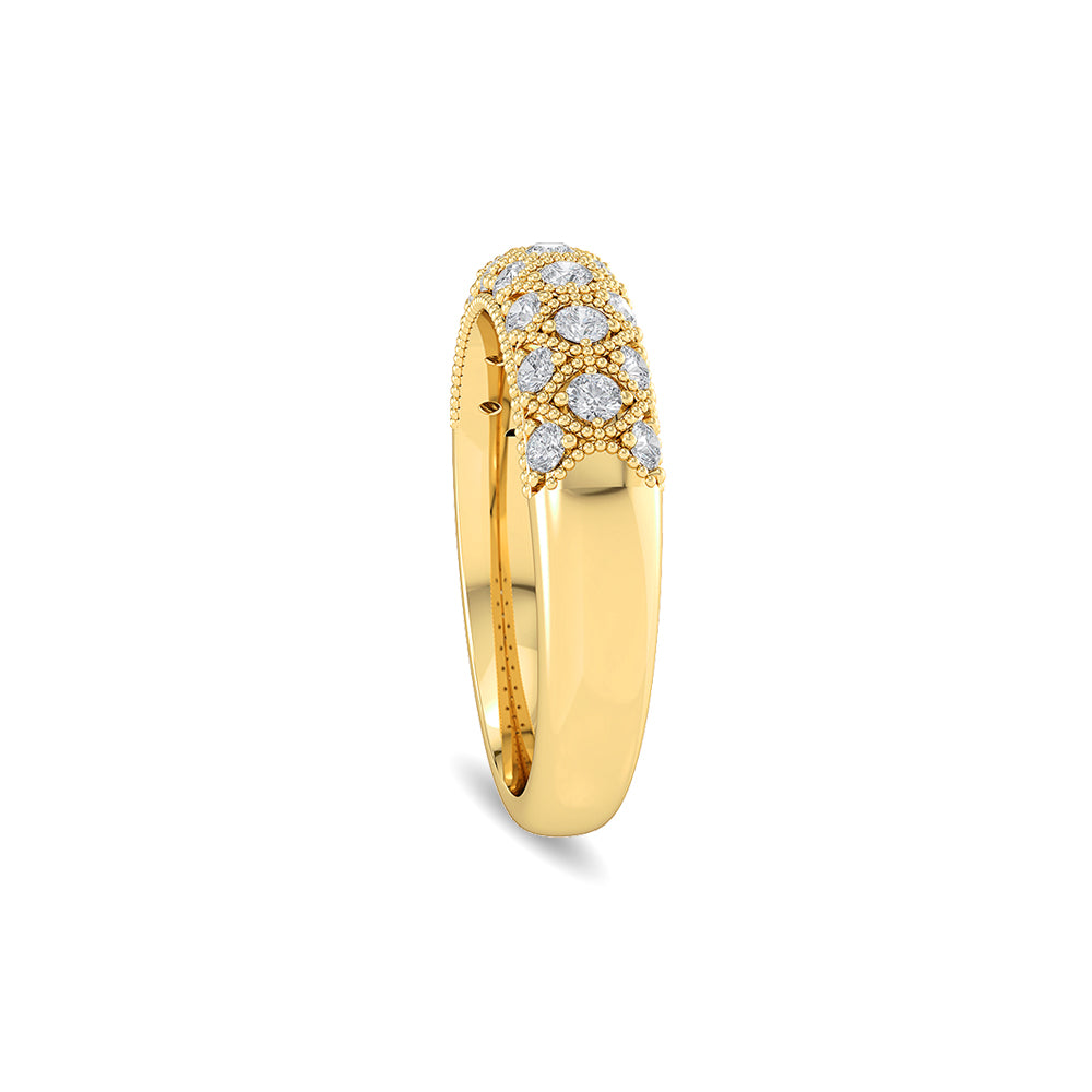 Certified 14K Gold 0.52ct Natural Diamond  Band Cross Wedding Twisted Band  Ring
