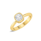 Certified 14K Gold 1.3ct Natural Diamond Cushion Engagement Bezel  Ring