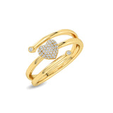 Certified 14K Gold Natural Diamond Designer Spinning Heart Crisscross Yellow Ring