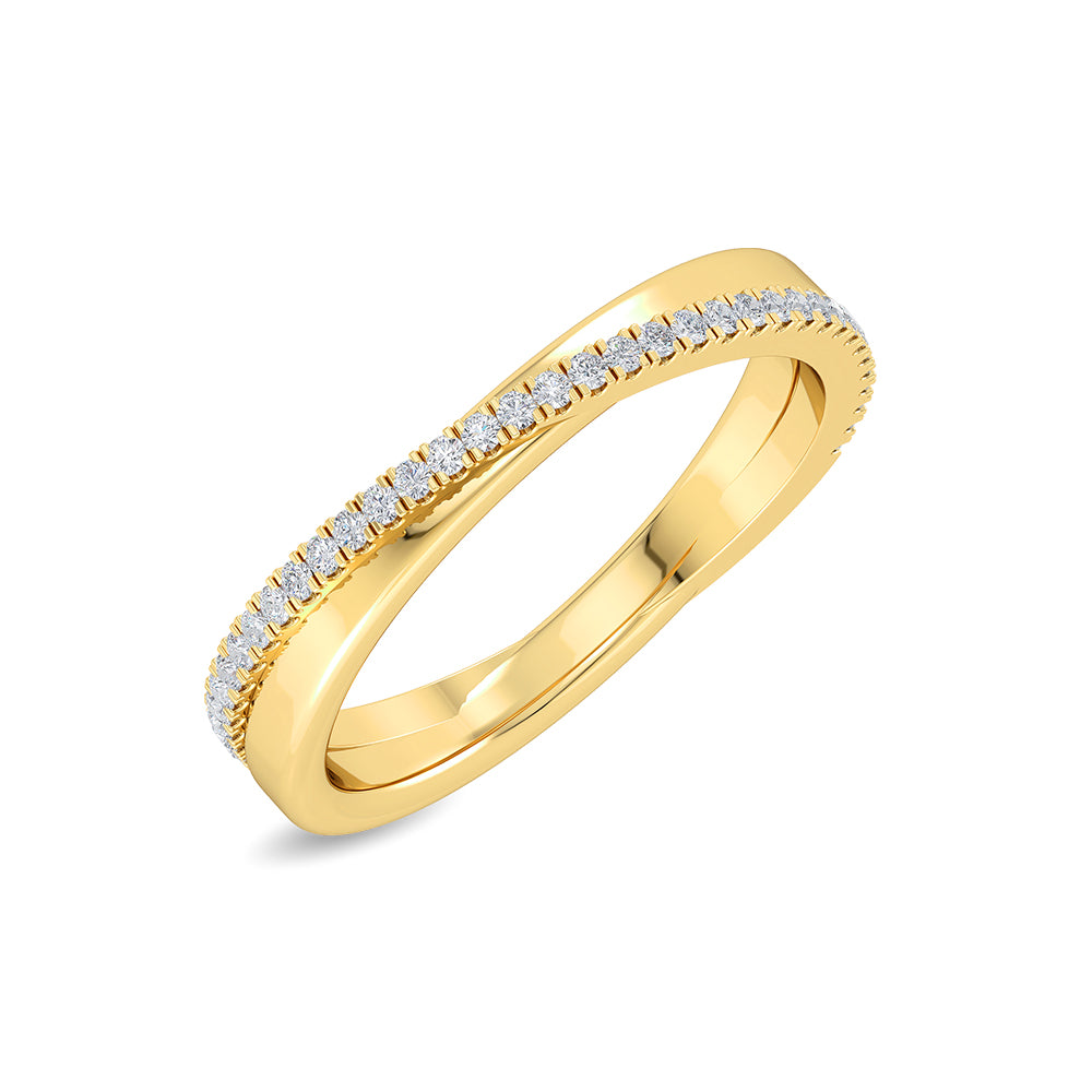 Certified 14K Gold 0.2ct Natural Diamond Twist Band Stackable Wedding Ring
