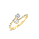 Certified 14K Gold 0.3ct Natural Diamond Buguette Twist Cuff Ring