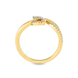 Certified 14K Gold 0.25ct Natural Diamond E-I1 Designer Curved Twist Yellow Ring