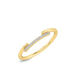 Certified 14K Gold Natural Diamond VS Designer Thin Delicate Yellow Ring
